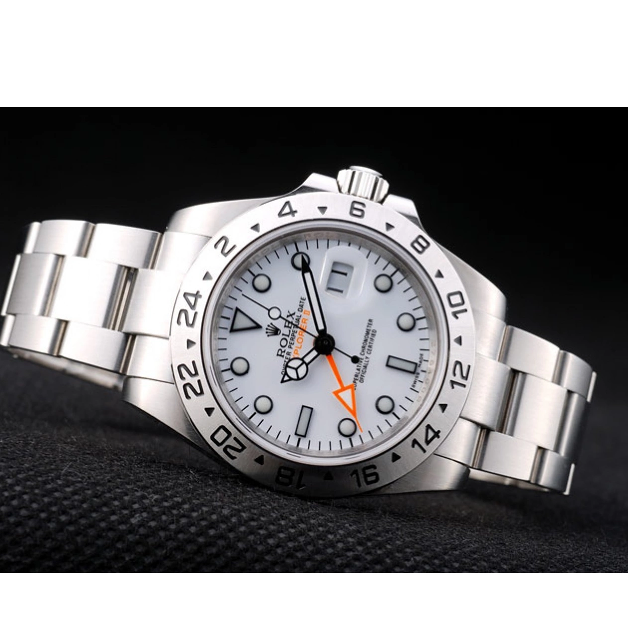 Rolex aaa copy Watch Steel Stainless Rolex Explorer Bezel Dial White 0624